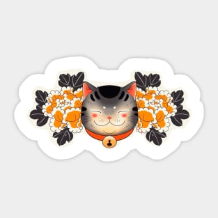 gato con flores Sticker